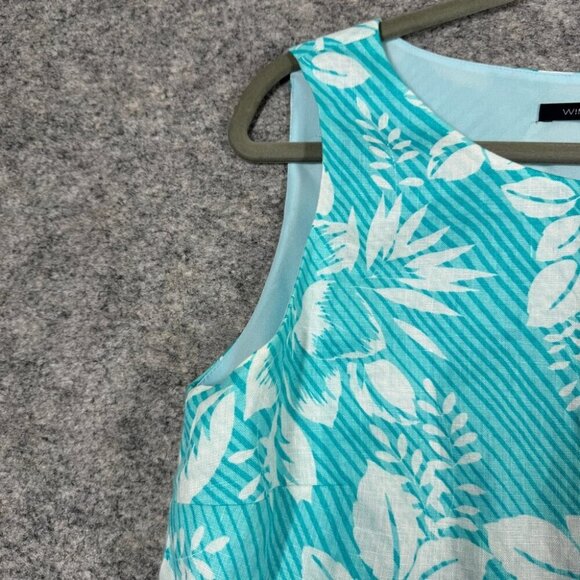 Windsmoor Boho Women's Linen Floral Core Teal Sleeveless Top Size 12 - Picture 6 of 15